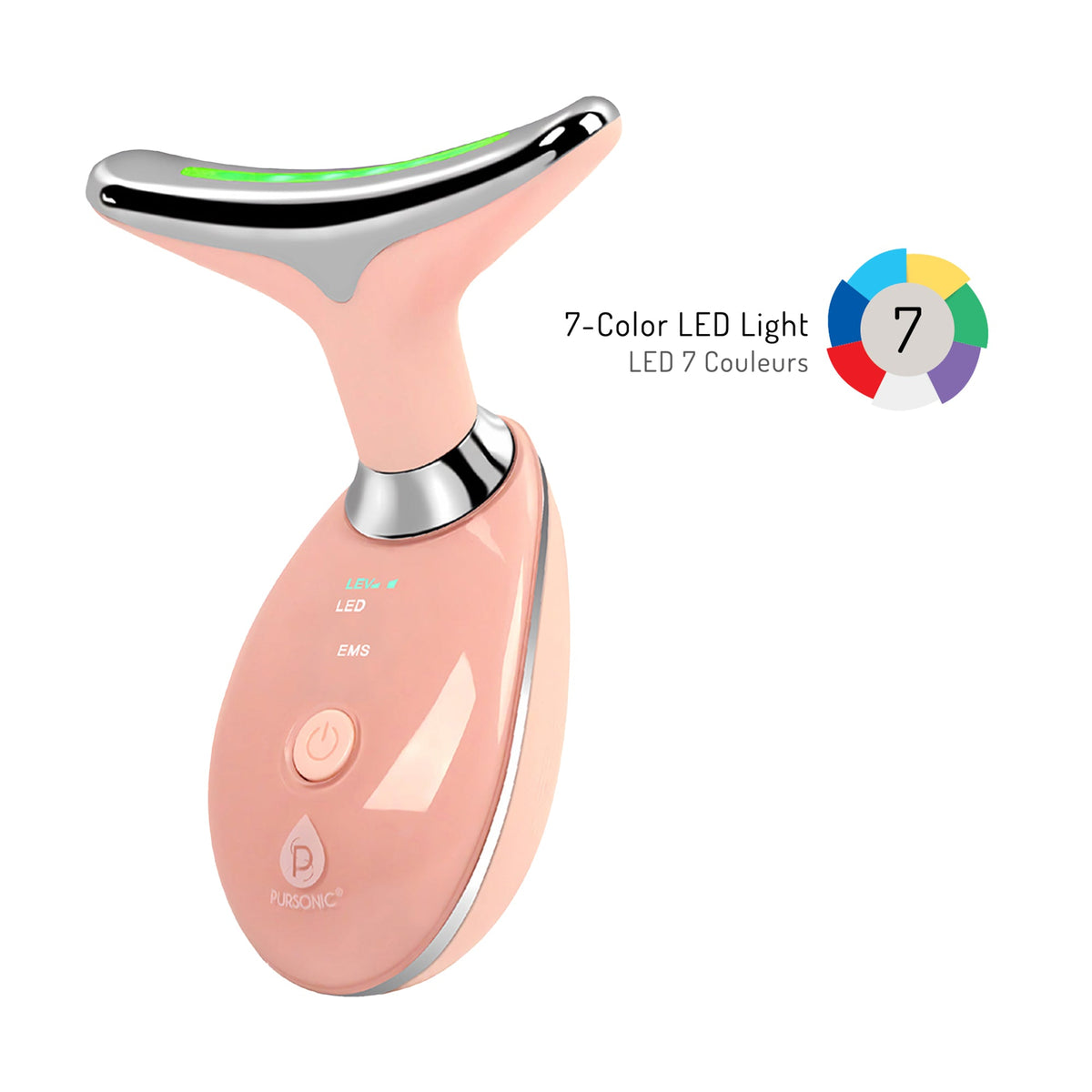 Pursonic 7-in-1 LED Light Therapy Beauty Device - Red Light Therapy Face & Neck Sculpting Wand